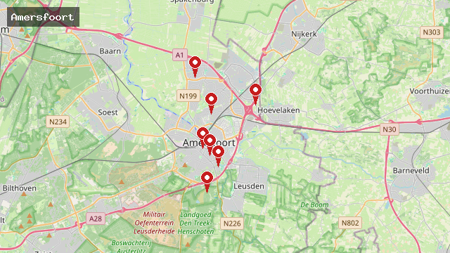 Kaart van Nederland met WRTC-locaties